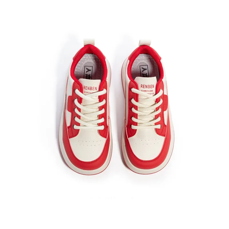 Humanism 1986 Chunky Sneakers Women's Low Top White/Black/White/White/Red/White/Khaki-23