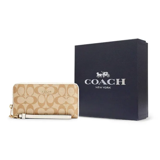 Coach Long Zip Around Wallet in Signature Canvas-7