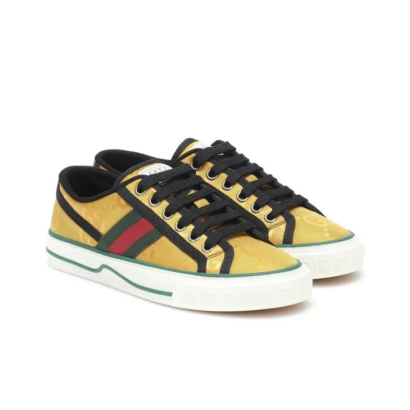 GUCCI Tennis 1977 Low Top Skateboard Shoes Women's Yellow-1
