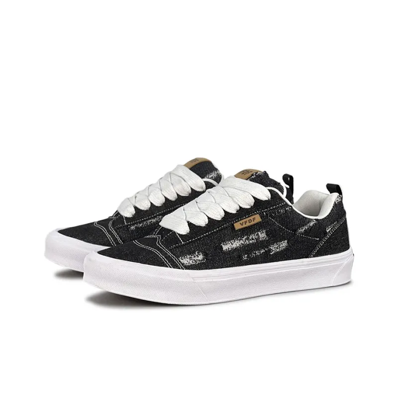 VFDF Puffy Shoes Lightweight Wear Resistant And Slip Resistant Low Top Skateboard Shoes Unisex Black-2