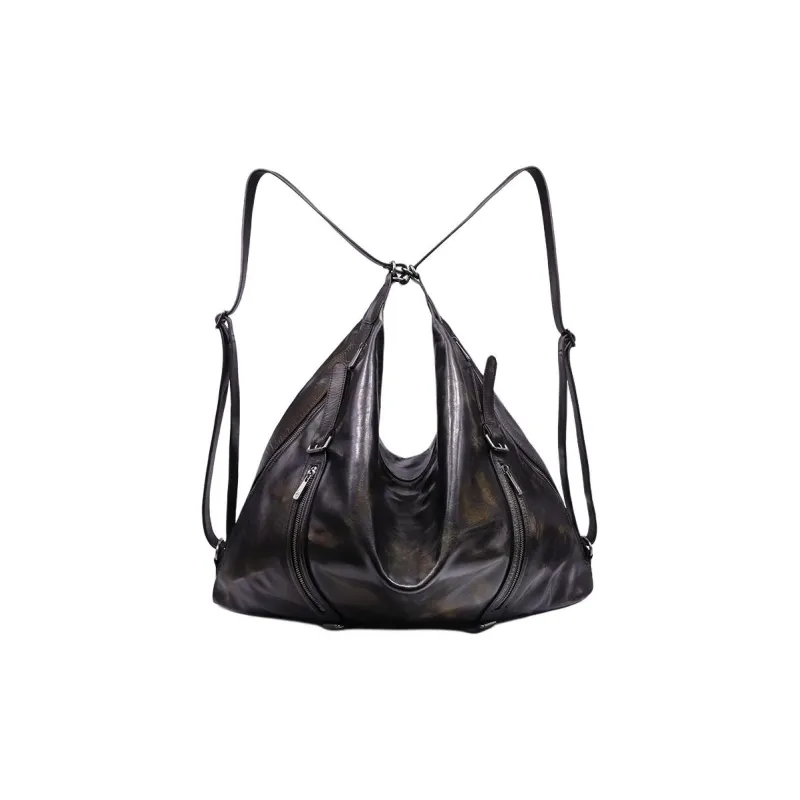 Pre-spel Cow Leather One Shoulder Crossbody Backpack Extra Large Women's Color Touch-0