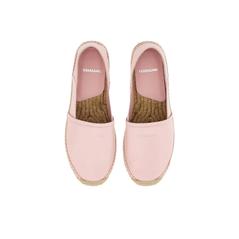 FERRAGAMO Debossed-logo Leather Espadrilles-3