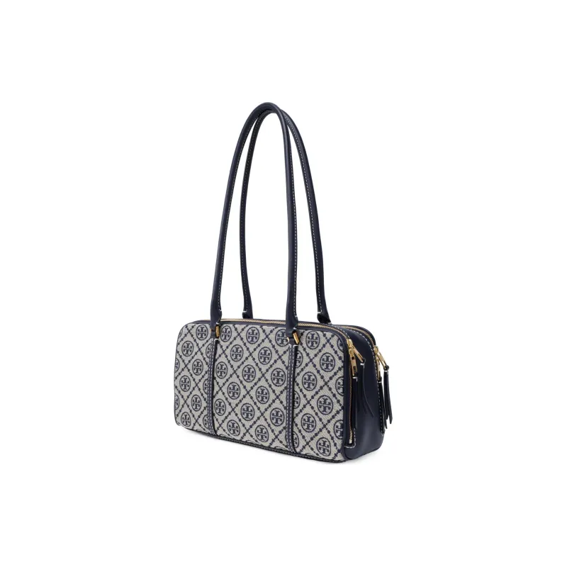 TORY BURCH T Monogram Leather Trim Square Bag Handbag, Shoulder Bag Women's Marine Blue-1