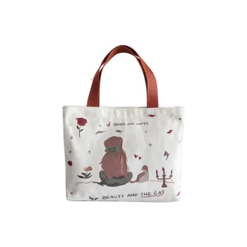 JIEXINI Canvas Bento Bag Canvas Bag Handbag Shoulder Bag Women's White