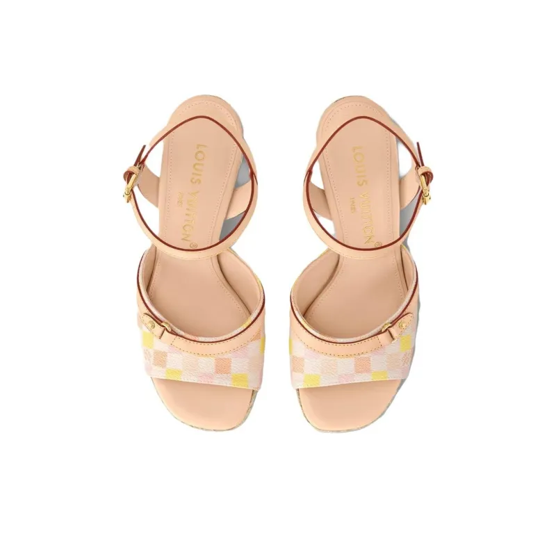 LOUIS VUITTON Damierlicious Strap Sandals 8cm Women's Orange-2