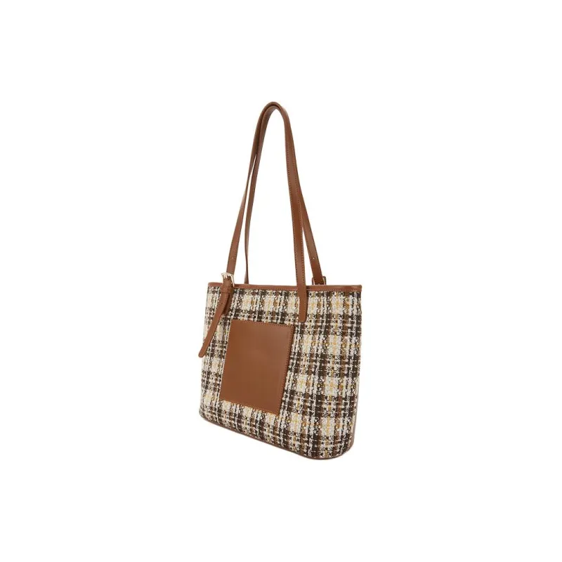 Hotwind Fabric Tote Bag Shopping Bag Crossbody Bag Shoulder Bag Small Size Women's Beige Brown-1