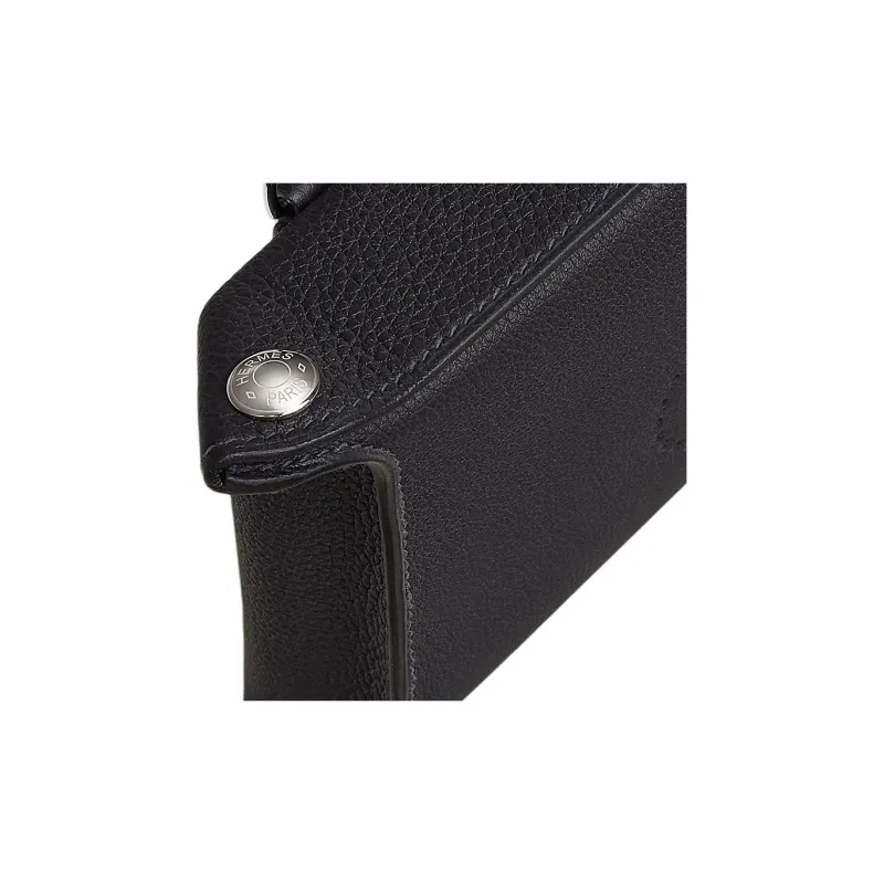 HERMES Videpoches Togo Calfskin Plate Bag Fanny Pack Shoulder Bag Crossbody Bag Men's 3Y Caban Navy Blue & Light Gray-3