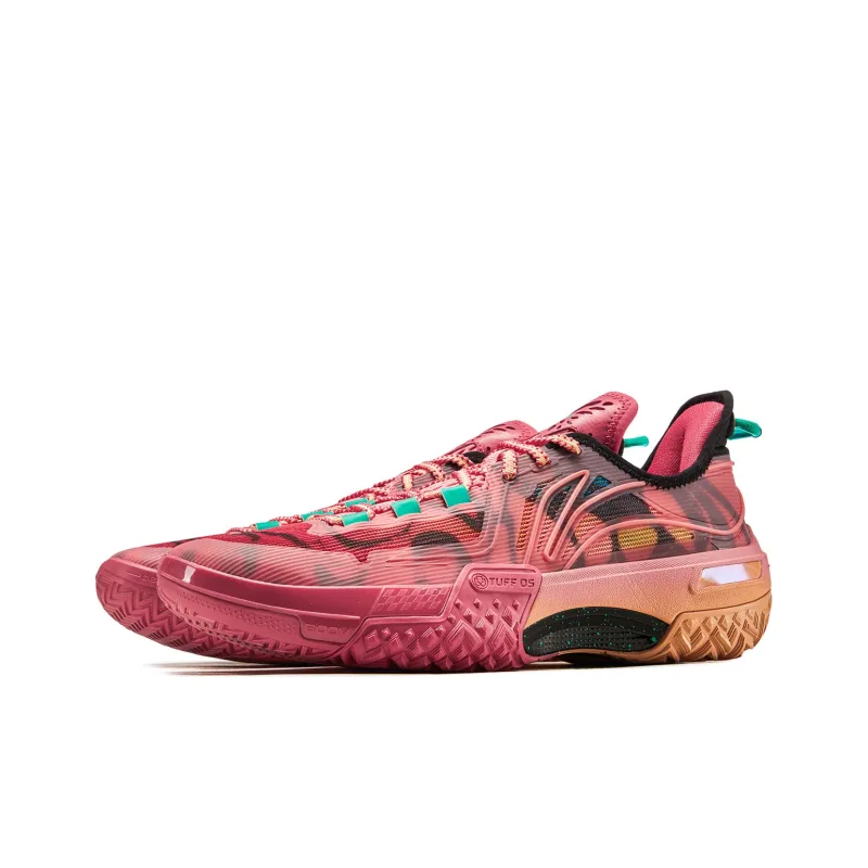 LiNing Jie Ao Metamorphosis Cushioned Anti Slip And Wear Resistant Lightweight Low Top Basketball Shoes Men's Pink-2