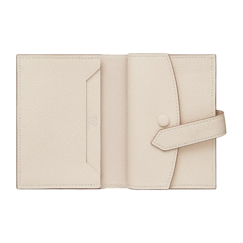HERMES Bearn Epsom Calfskin Wallet Mini Women's 10 Craie Milkshake White-1