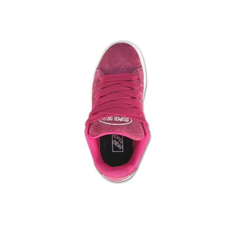 LuzaoT SUPER DRAG Skateboard Shoes Unisex Low Top Pink/White-3