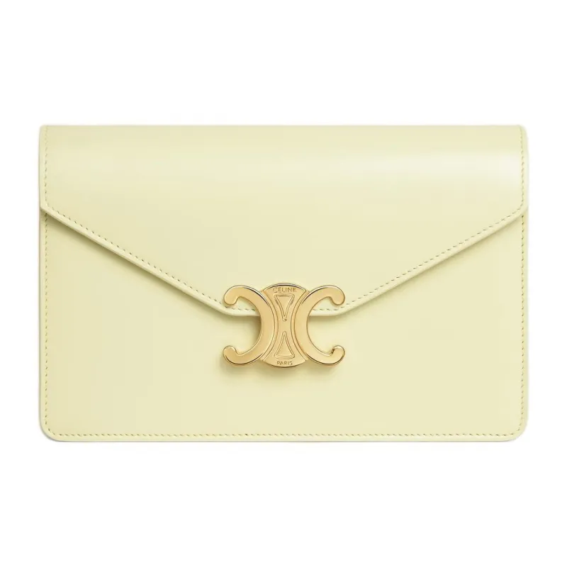 CELINE Cow Leather Shoulder Bag Crossbody Bag Wallets Mini Women's Light Yellow-0
