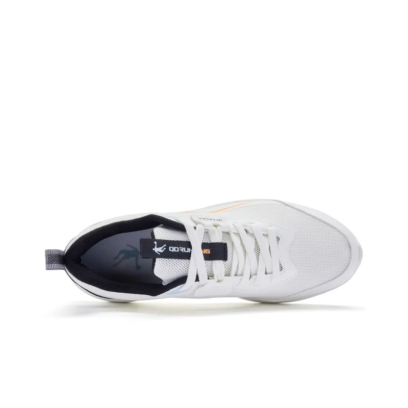 QIAODAN Cushioning Anti Slip And Wear Resistant Low Top Running Shoes Men's White Orange-3