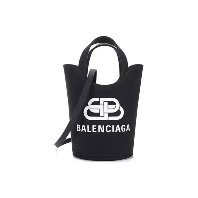 Balenciaga Fabric Bucket Bag Crossbody Handbag Shoulder Bag Mini Women's Black-0