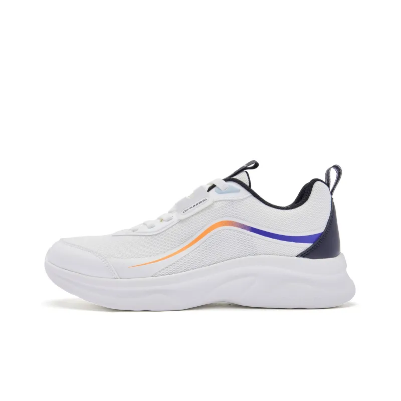 QIAODAN Cushioning Anti Slip And Wear Resistant Low Top Running Shoes Men's White Orange-0