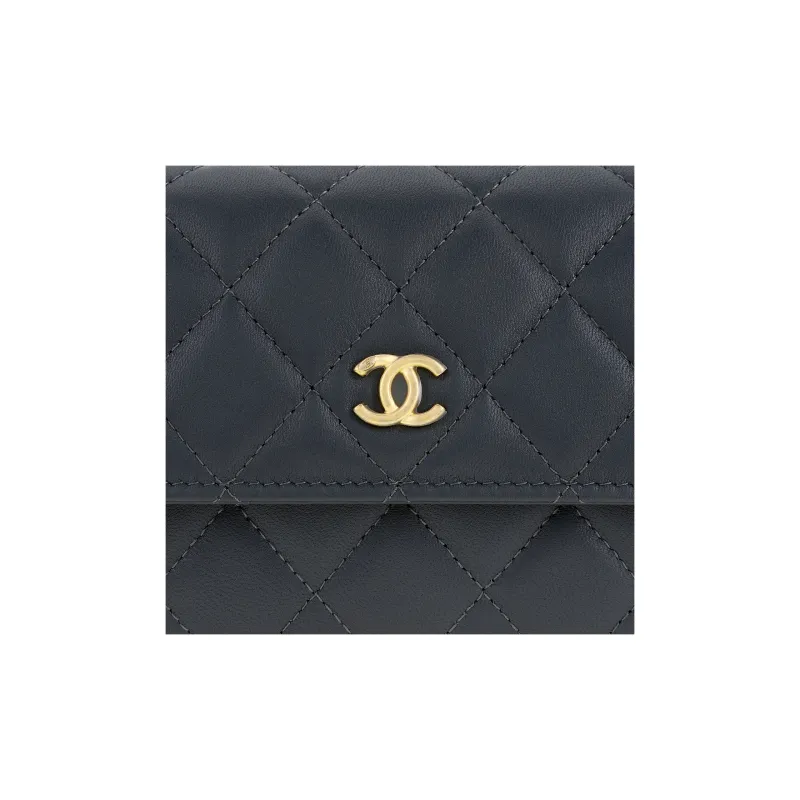 CHANEL WOC Sheepskin Shoulder Bag, Crossbody Bag Women's Dark Gray-5