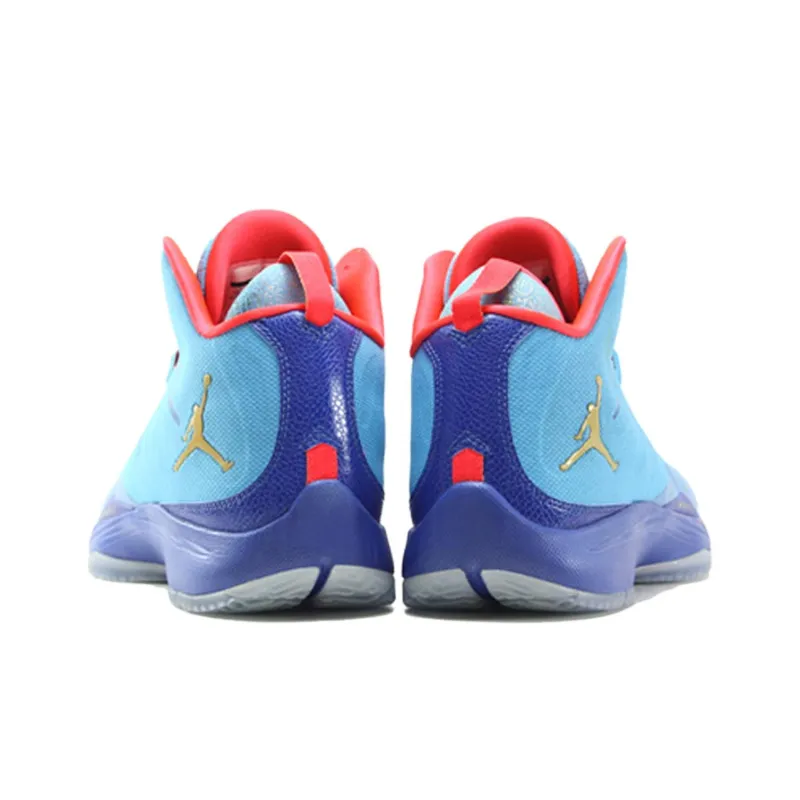 Jordan Super Fly 2 Cushioned Slip-Resistant Mid-Top Basketball Shoes Unisex Blue-4