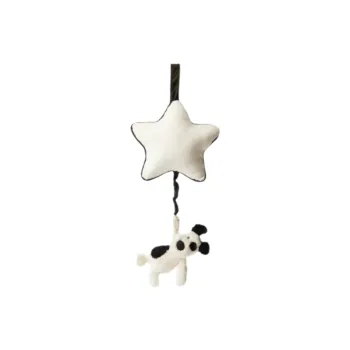 JELLYCAT Bashful Black & Cream Puppy Musical Pull