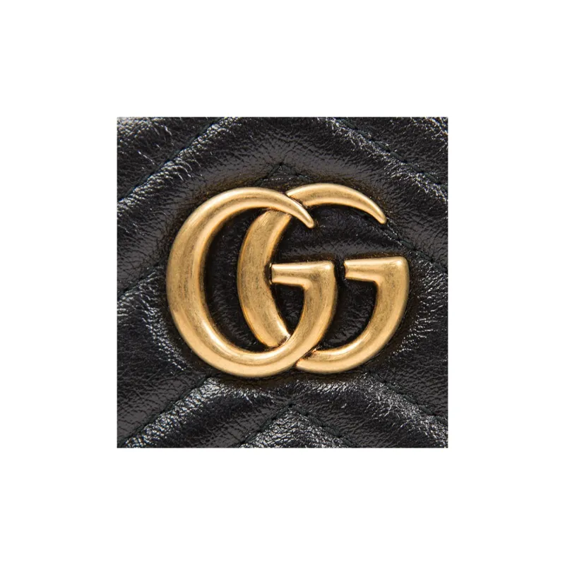 GUCCI GG Marmont Leather Round Bag, Shoulder Bag, Crossbody Bag Mini Women's Black-4
