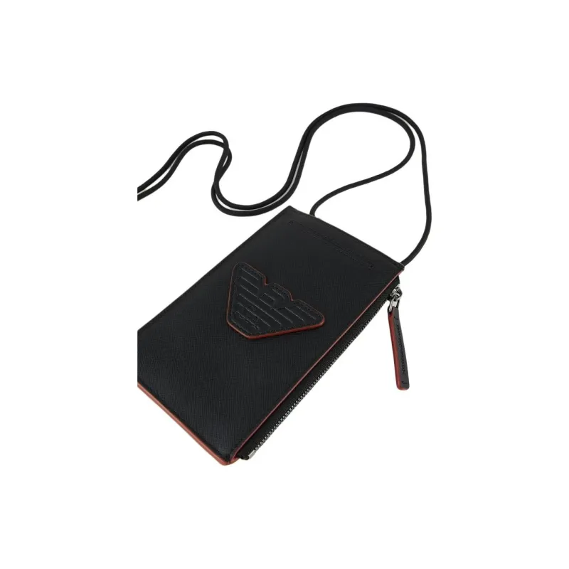 EMPORIO ARMANI PU Clutch Coin Purse Wallet Men's Black & Orange-3