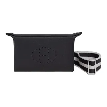 HERMES Videpoches Togo Calfskin Plate Bag Fanny Pack Shoulder Bag Crossbody Bag Men's 3Y Caban Navy Blue & Light Gray