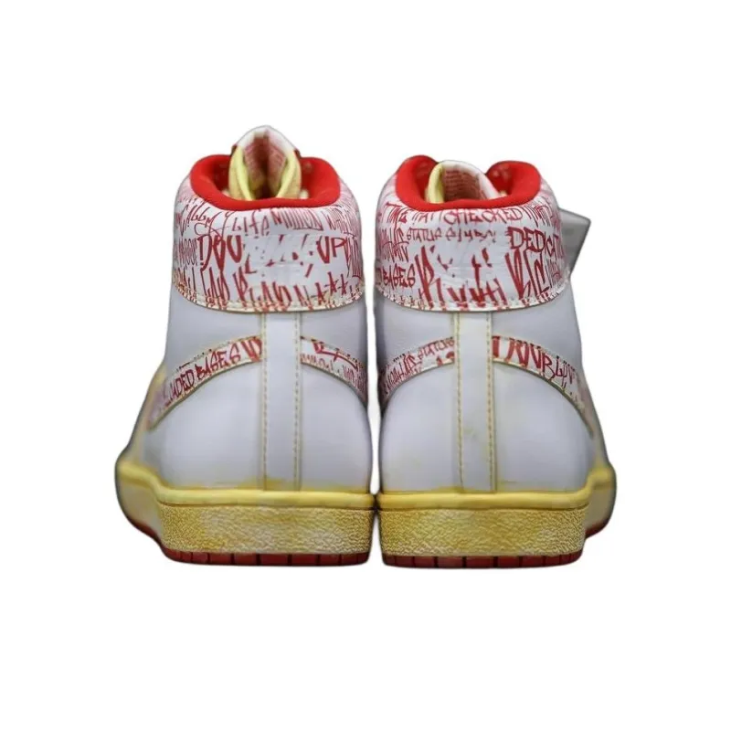 Jordan Air Ship PE SP The Marathon Continues Durable Breathable Mid-Top Vintage Basketball Shoes Men's White Red-1