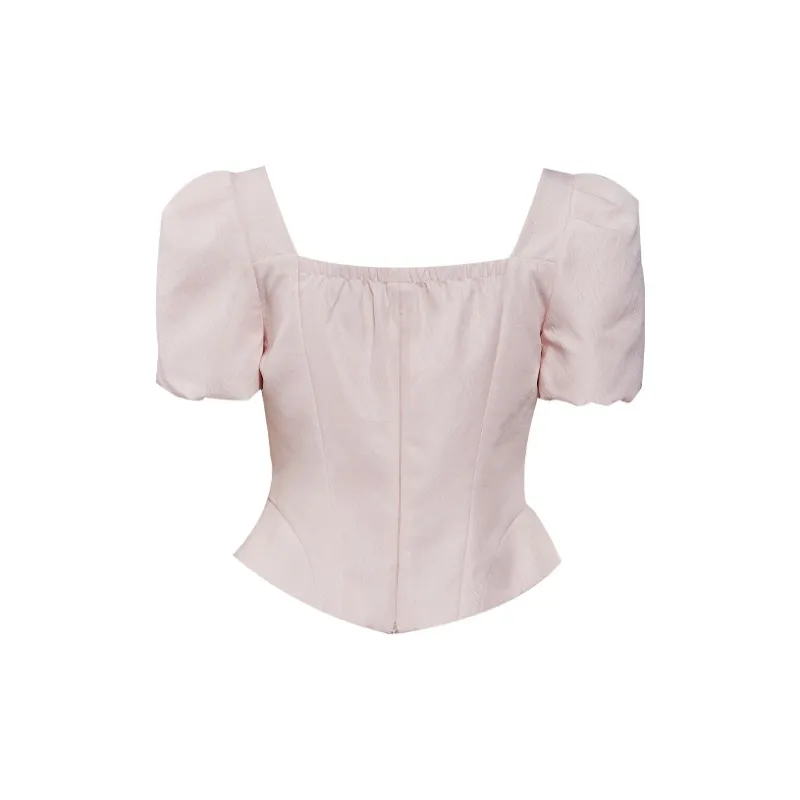 TAMMY TANGS Puff Sleeve T Shirt Women's Pink-1