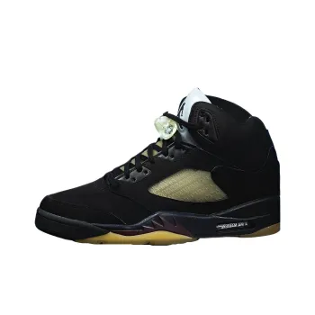 Jordan Air Jordan 5 Slip Resistant High Top Vintage Basketball Shoes Men's Black Yellow