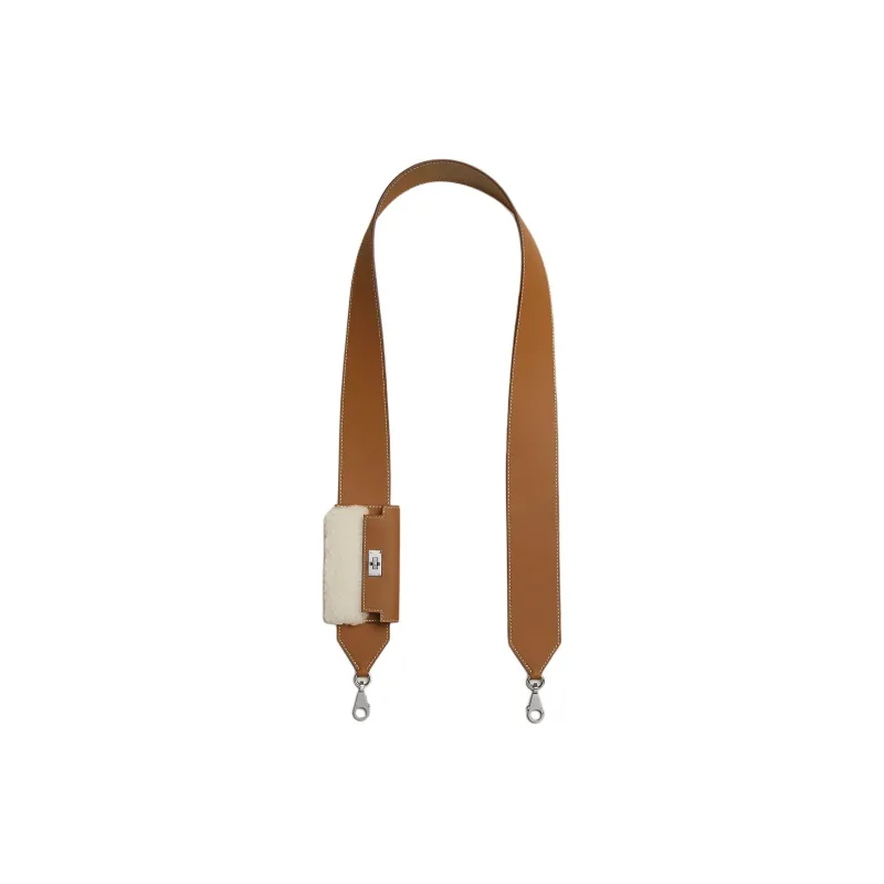 HERMES Kelly Pocket Swift Calfskin With Shearling Bag Straps Women's Gold With Light Beige Accents-0