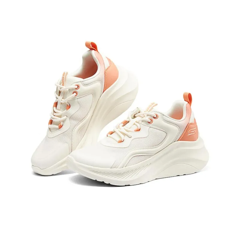Skechers Cushioned Wear Resistant Breathable Height Increasing Low Top Casual Shoes Women's Beige Orange-3
