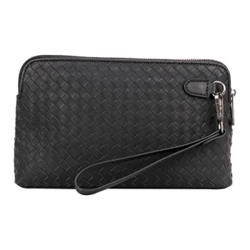CMLZIUA Lacquered Cow Leather With Embroidery Clutch Unisex Black