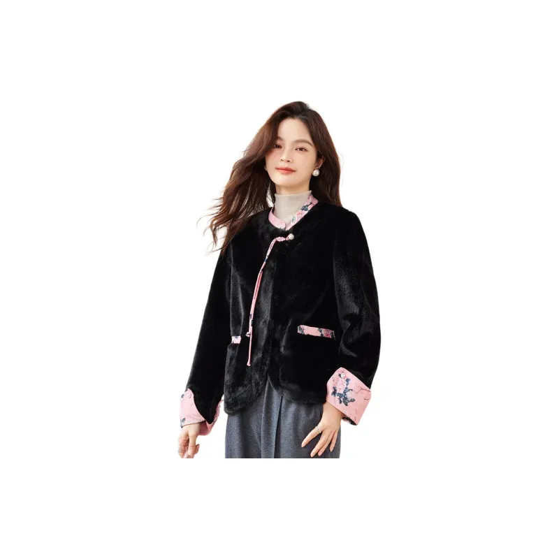 CARBAMMI Velvet feel Coat Women's Black-2