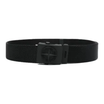STONE ISLAND Logo Plaque Interwoven Buckle Belt