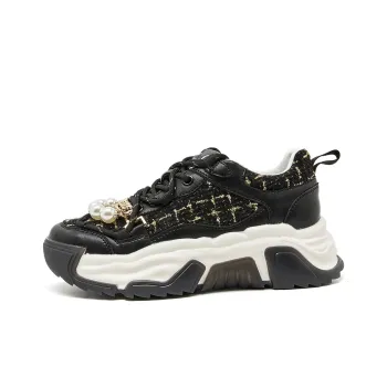 PIERCE GENTRY Chunky Sneakers Women's Low Top Black/Beige