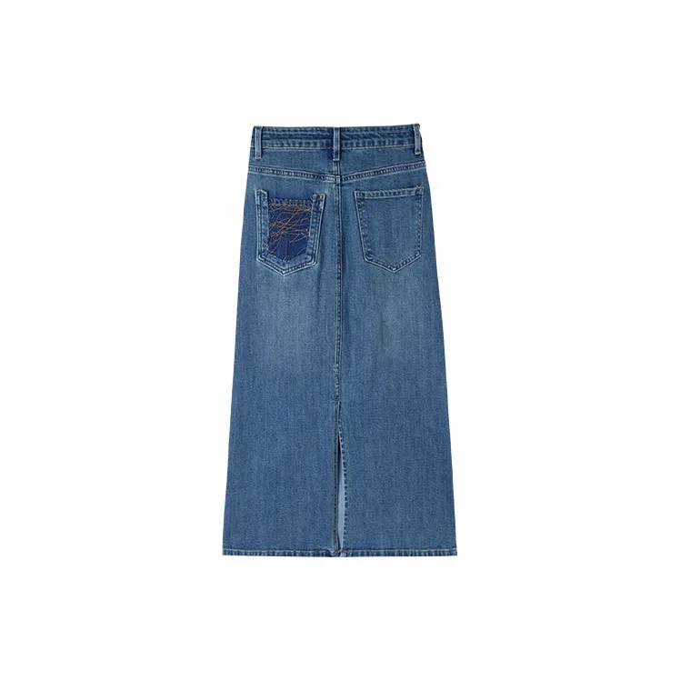 HIPPIEMISS Denim Long Skirts Women's Vintage Blue-1