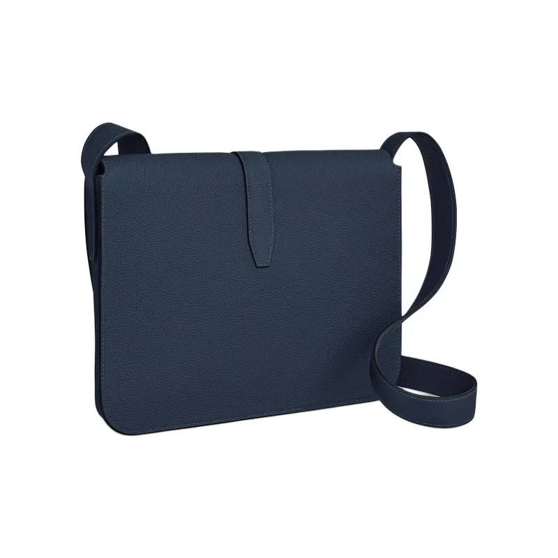 HERMES Steve Light Junior Togo Calfskin Messenger Bag Shoulder Bag Crossbody Bag Men's 7U Navy Navy-2