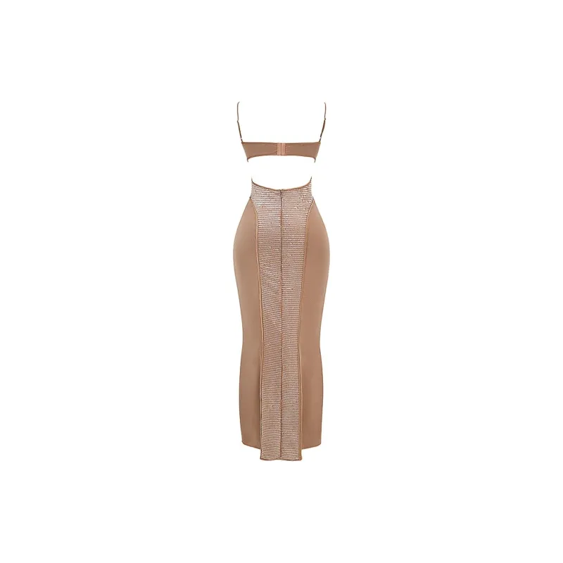 HOUSE OF CB BONITA Slip Dresses Women's CAFE/Coffee-6