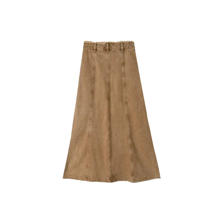 HIPPIEMISS Denim Long Skirts Women's Brown-1