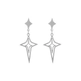 Silver Double-Layer Cross Cut-Out Stud Earrings, 1 Pair