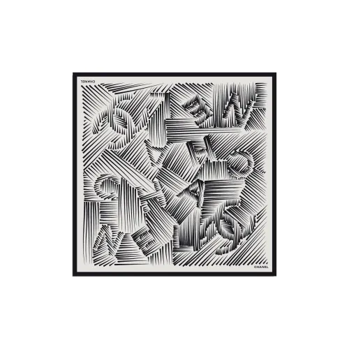 CHANEL Silk Scarves Women's Black/White