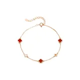 Four-Leaf Clover Bracelet[Red Agate]