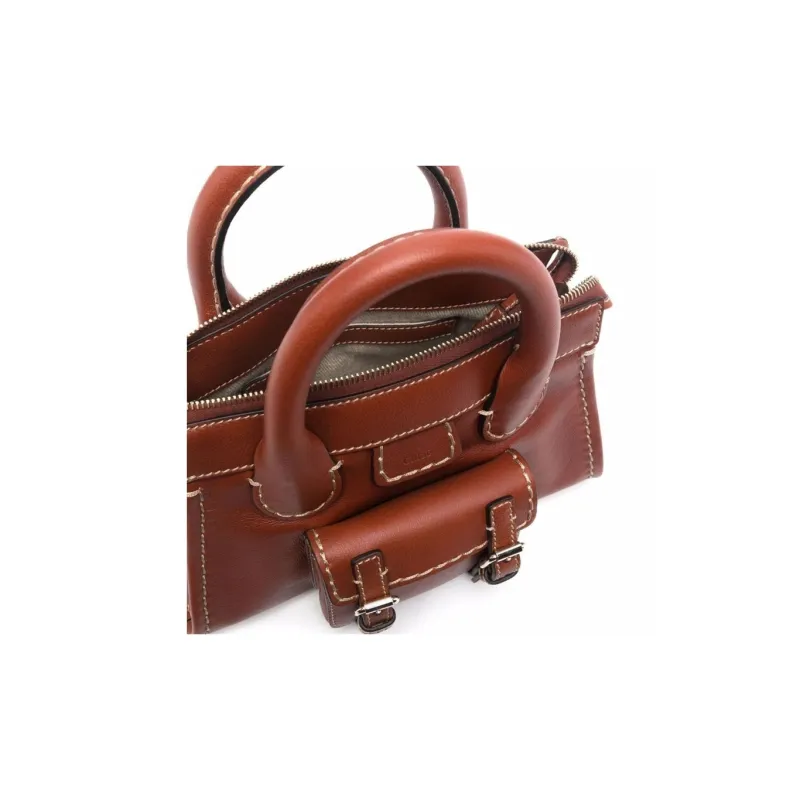 Chloe Edith Leather Shoulder Bag Crossbody Bag Handbag Mini Women's Tan-2