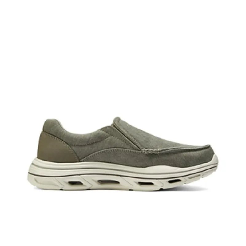 Skechers Cushioning Breathable Low-Top Casual Shoes Men's Khaki-3