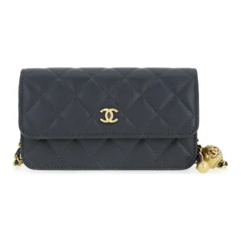 CHANEL WOC Sheepskin Shoulder Bag, Crossbody Bag Regular Women's Dark Gray