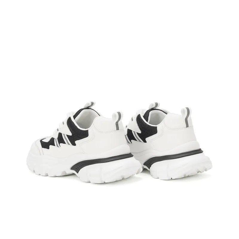 PIERCE GENTRY Chunky Sneakers Women's Low Top White/Beige Black-9