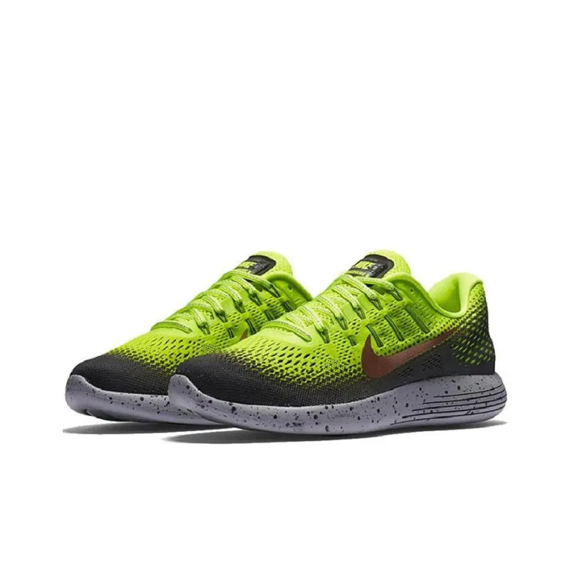 Nike Lunarglide 8 Durable Breathable Low Top Training Running Shoes Men's Green Black-2