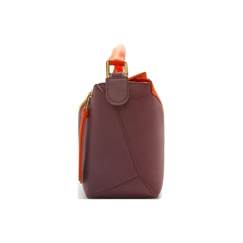 LOEWE Puzzle Calfskin Shoulder Bag Crossbody Bag Handbag Small Size Women's Fresh Orange Mixed Red-3