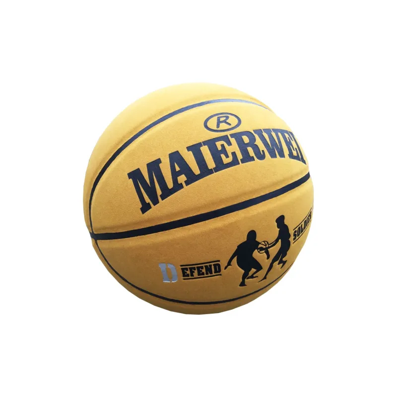 Melway Microfiber Leather Basketball Yellow Brown Size 7 Training Unisex-3