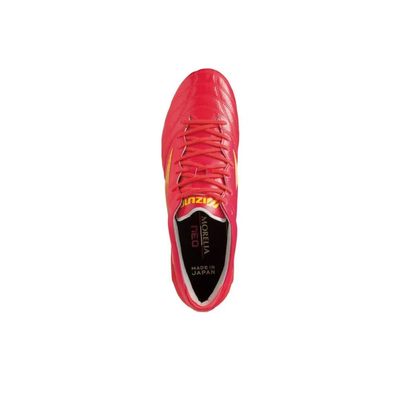 Mizuno Morelia Neo FG Rubber Long Studs Cushioning Anti Slip And Wear Resistant Soccer Shoes Men's Red Yellow-2
