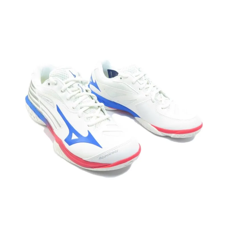 Mizuno Wave Claw 2 Cushioning, Wear Resistant Low Top Badminton Shoes Unisex White Blue-2