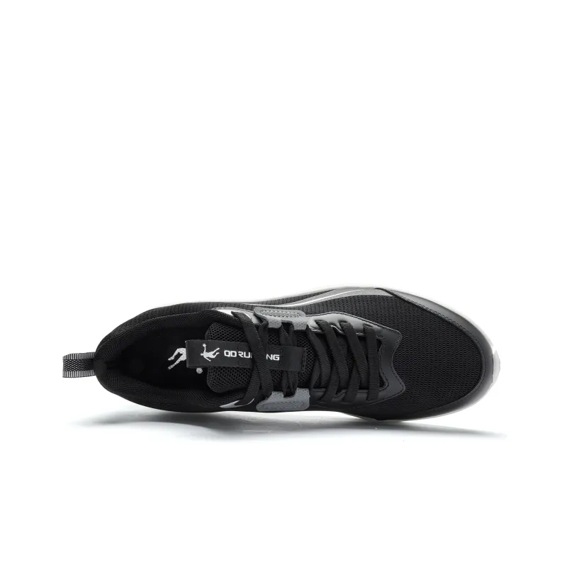 QIAODAN Cushioned Slip Resistant Rebound Low Top Running Shoes Men's Black Silver-3